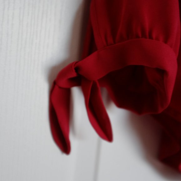 COPY - Express raspberry truffle red off shoulder chiffon blouse with sleeves d… - Picture 3 of 7